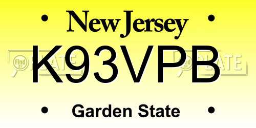 K93VPB New Jersey License Plate