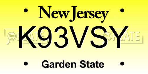 K93VSY New Jersey License Plate