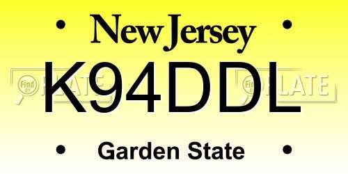 K94DDL New Jersey License Plate