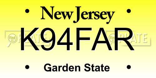 K94FAR New Jersey License Plate