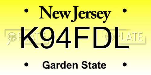 K94FDL New Jersey License Plate