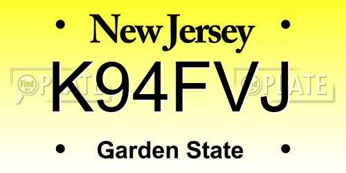 K94FVJ New Jersey License Plate