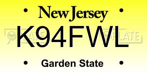 K94FWL New Jersey License Plate