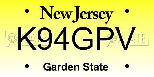 K94GPV New Jersey License Plate