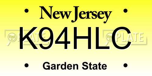 K94HLC New Jersey License Plate