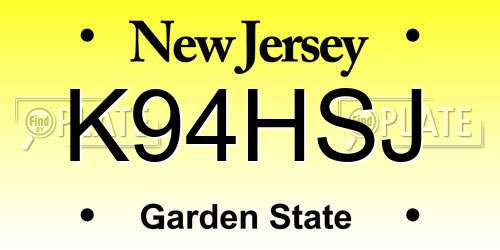 K94HSJ New Jersey License Plate