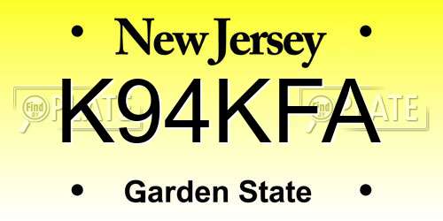 K94KFA New Jersey License Plate