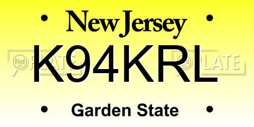 K94KRL New Jersey License Plate