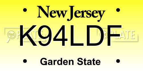 K94LDF New Jersey License Plate