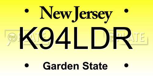 K94LDR New Jersey License Plate