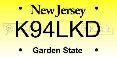 K94LKD New Jersey License Plate