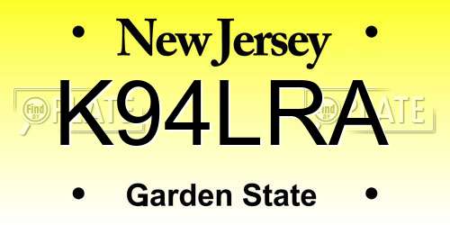 K94LRA New Jersey License Plate