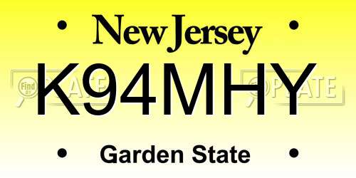K94MHY New Jersey License Plate