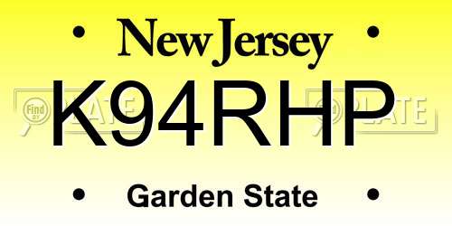 K94RHP New Jersey License Plate