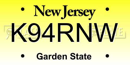 K94RNW New Jersey License Plate
