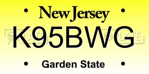 K95BWG New Jersey License Plate
