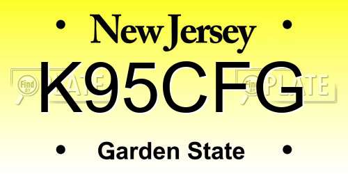 K95CFG New Jersey License Plate