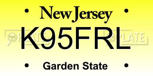 K95FRL New Jersey License Plate
