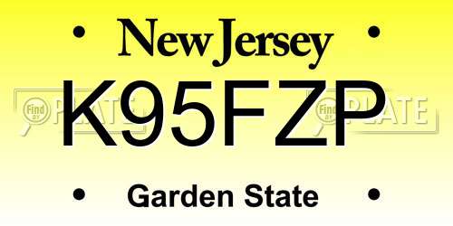 K95FZP New Jersey License Plate