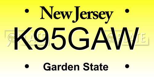 K95GAW New Jersey License Plate