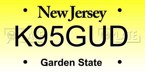 K95GUD New Jersey License Plate