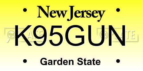 K95GUN New Jersey License Plate