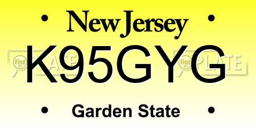 K95GYG New Jersey License Plate
