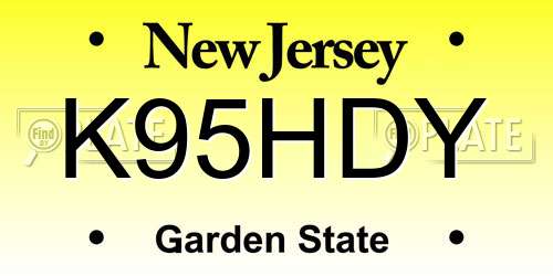 K95HDY New Jersey License Plate