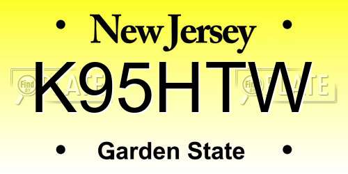 K95HTW New Jersey License Plate