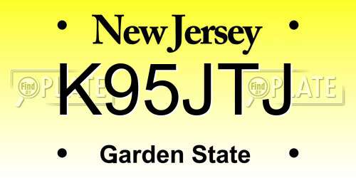 K95JTJ New Jersey License Plate