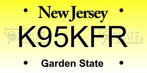K95KFR New Jersey License Plate