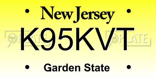 K95KVT New Jersey License Plate
