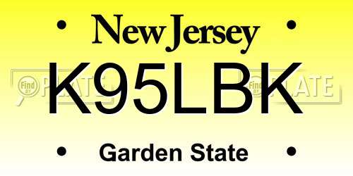 K95LBK New Jersey License Plate