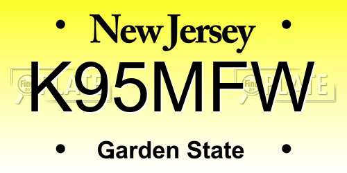 K95MFW New Jersey License Plate