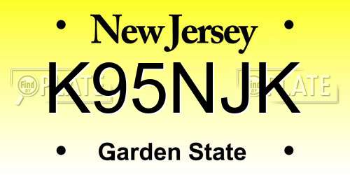 K95NJK New Jersey License Plate