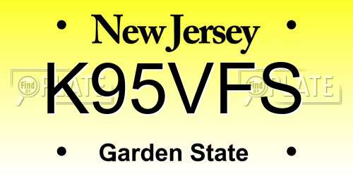 K95VFS New Jersey License Plate