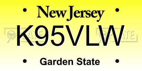 K95VLW New Jersey License Plate