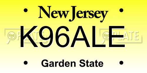 K96ALE New Jersey License Plate