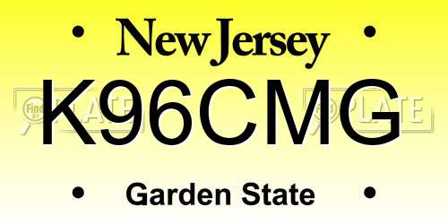 K96CMG New Jersey License Plate