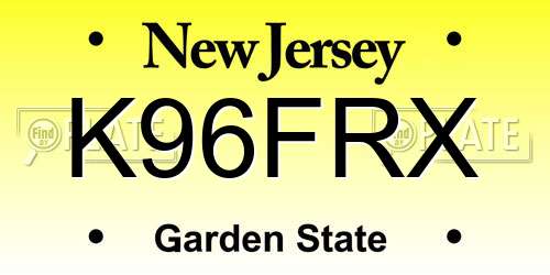 K96FRX New Jersey License Plate