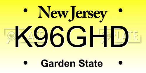 K96GHD New Jersey License Plate