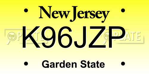 K96JZP New Jersey License Plate