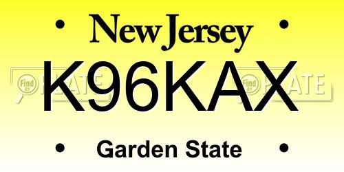 K96KAX New Jersey License Plate
