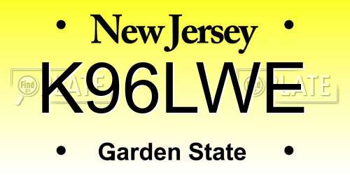 K96LWE New Jersey License Plate