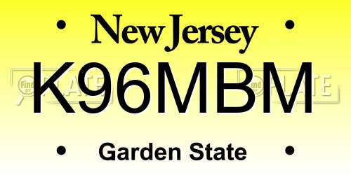 K96MBM New Jersey License Plate