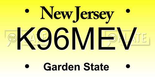 K96MEV New Jersey License Plate