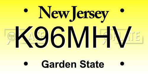 K96MHV New Jersey License Plate