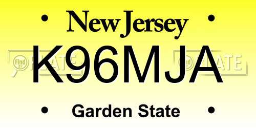 K96MJA New Jersey License Plate