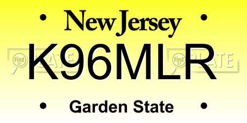 K96MLR New Jersey License Plate