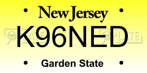 K96NED New Jersey License Plate